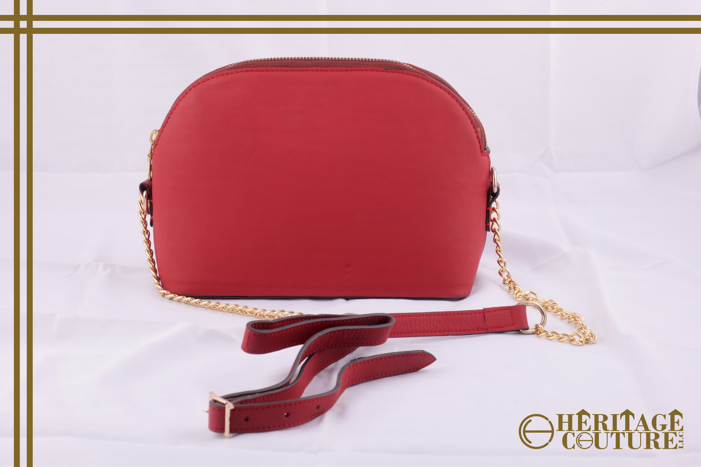 HC035 | Ravishing in Red: D-Shaped Ladies Handbag | 100% Genuine Cow Leather | A Statement of Elegance