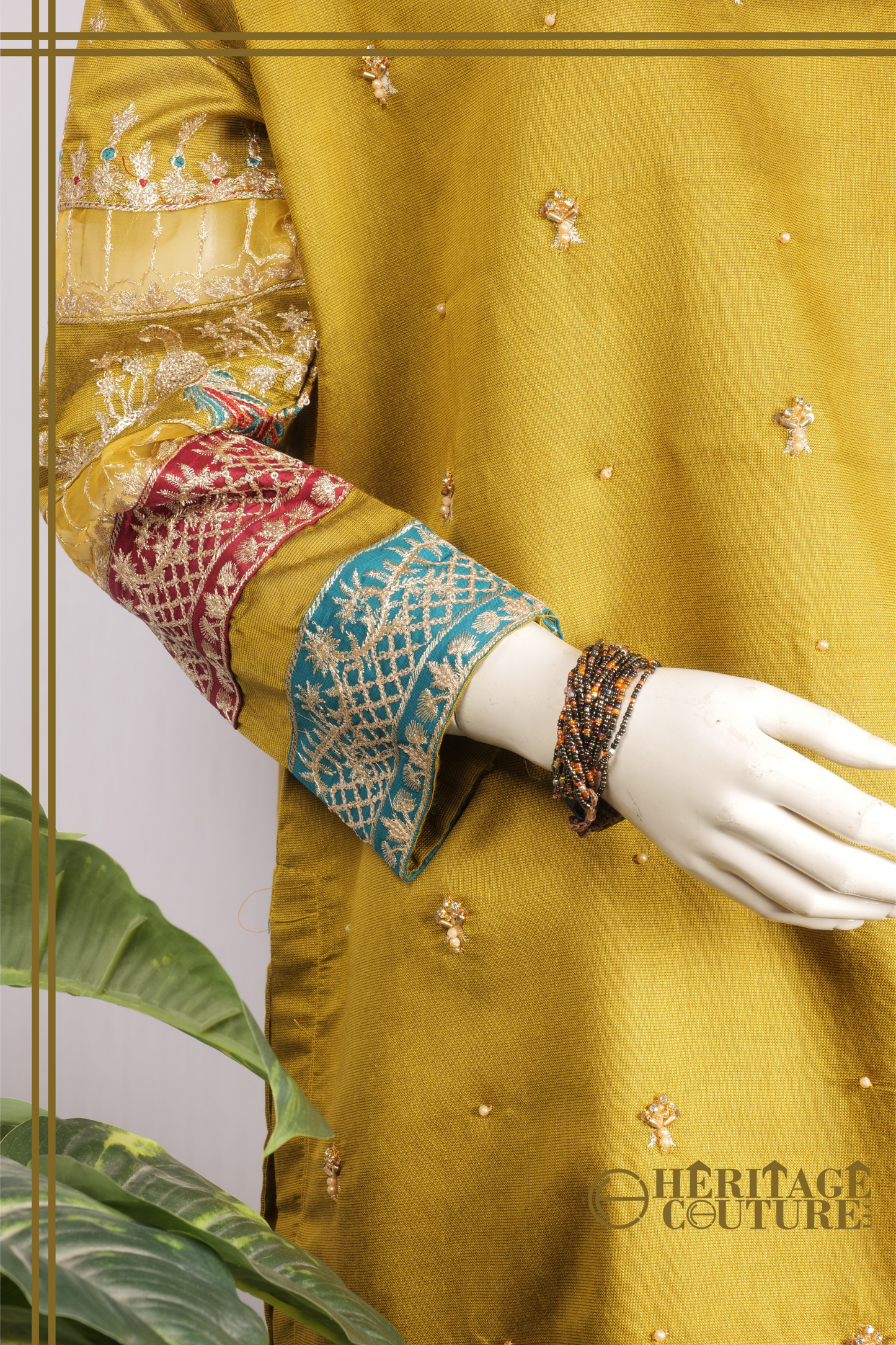 HC012 | Khaadi Delight - 3 Piece Stitched Cotton Dress with Banarsi Trouser and Net Dupatta