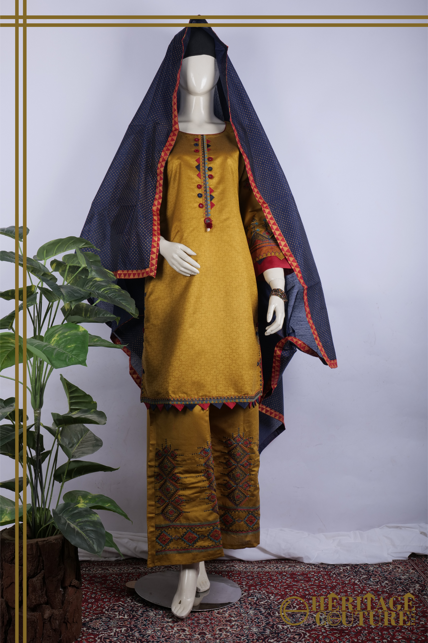 HC014 | New Arrival: Khaadi Cotton 3-Piece Stitched Dress Set