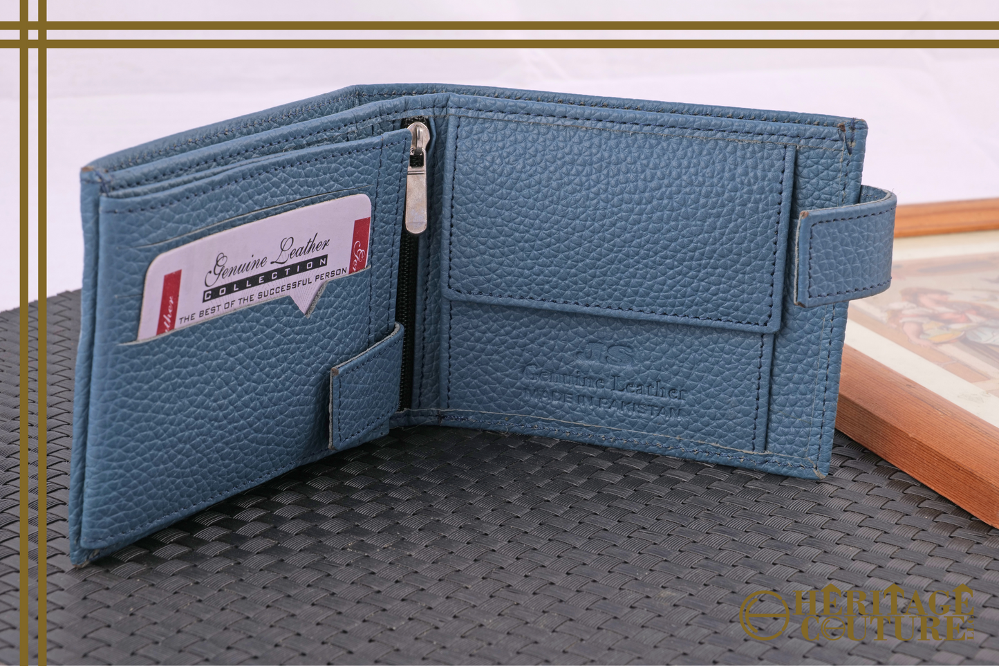 HC038 | Modern Blue Marvel: Cracked Pattern Men's Wallet with Cash, Coin, and Card Compartments
