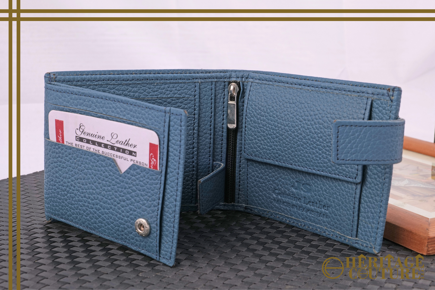 HC038 | Modern Blue Marvel: Cracked Pattern Men's Wallet with Cash, Coin, and Card Compartments