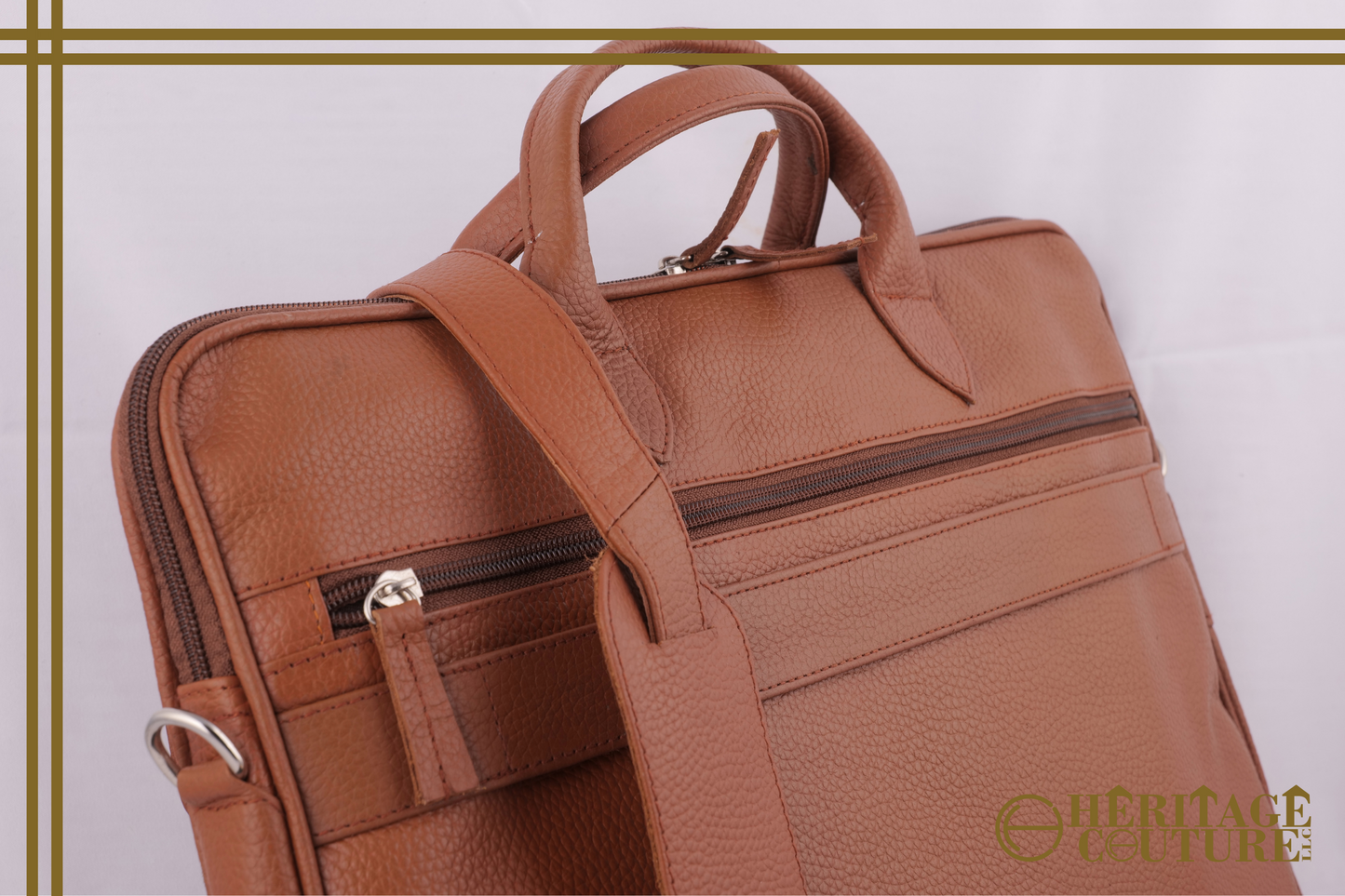 HC037 | Timeless Elegance: Brown Leather Laptop Bag | 100% Genuine Leather | Spacious Compartments for Notebooks and Documents
