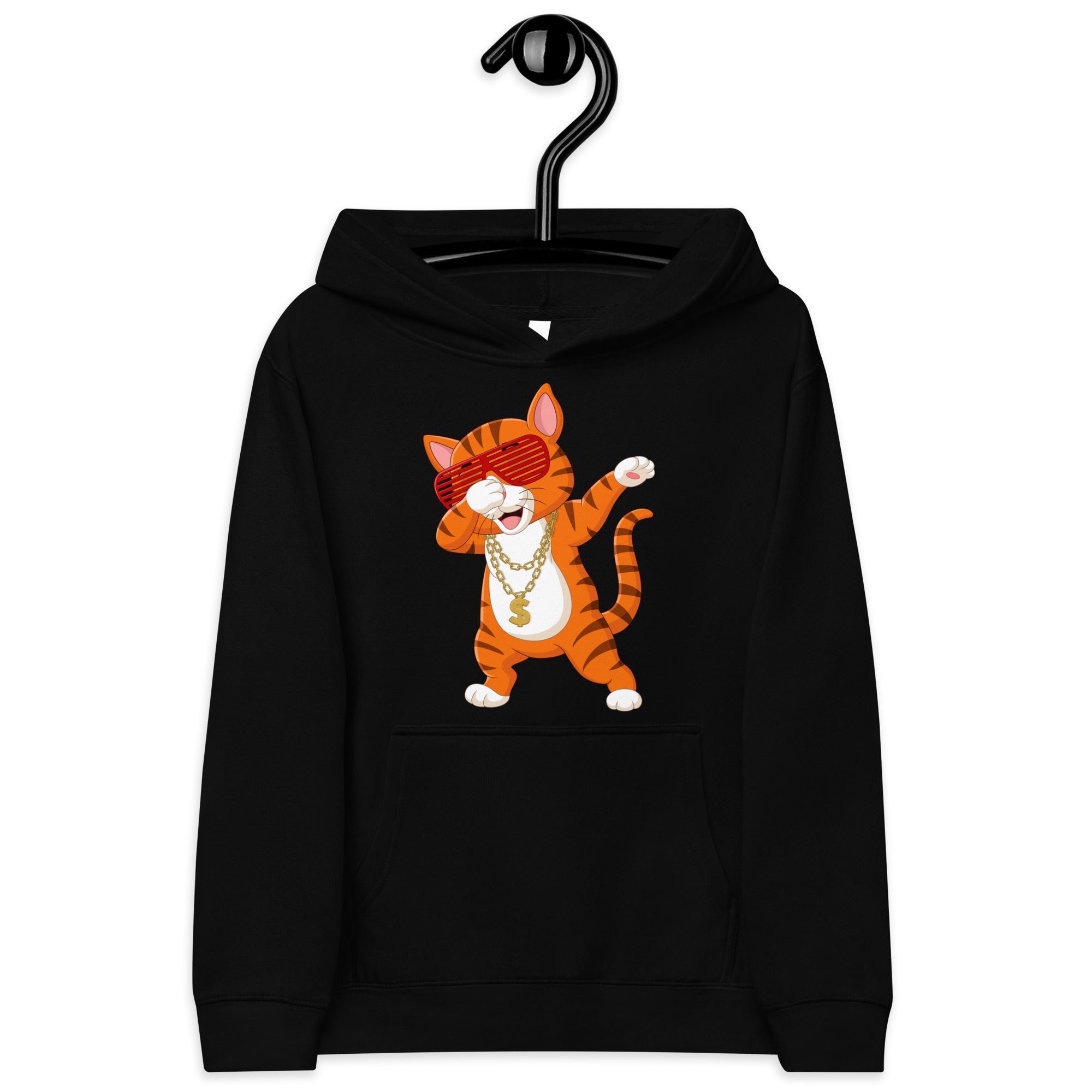 Kids fleece hoodie- Classic cat rock style print