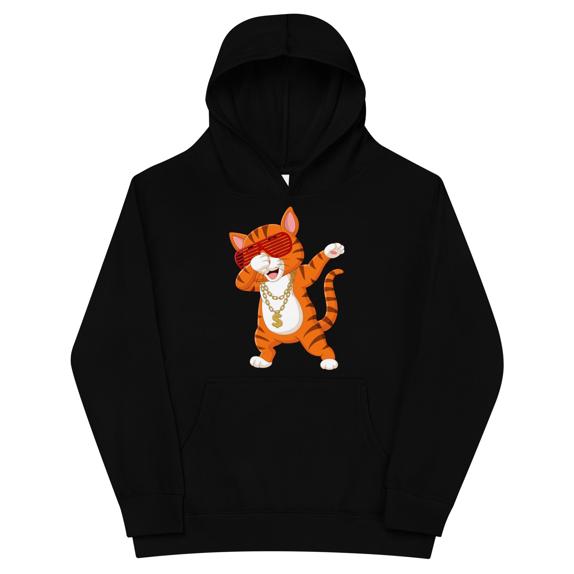 Kids fleece hoodie- Classic cat rock style print