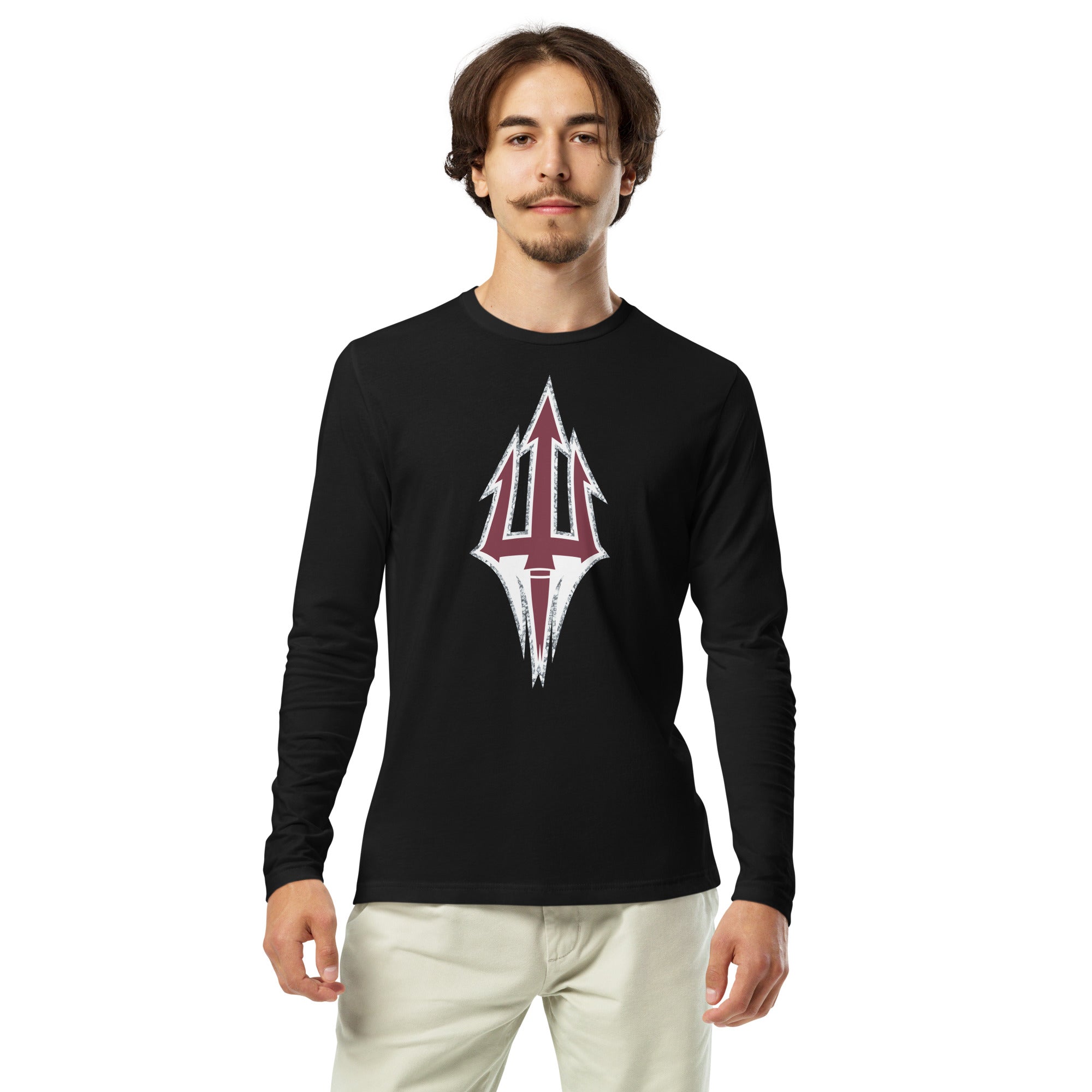 Long Sleeve Fitted Crew- Red Devil Athlethics Print