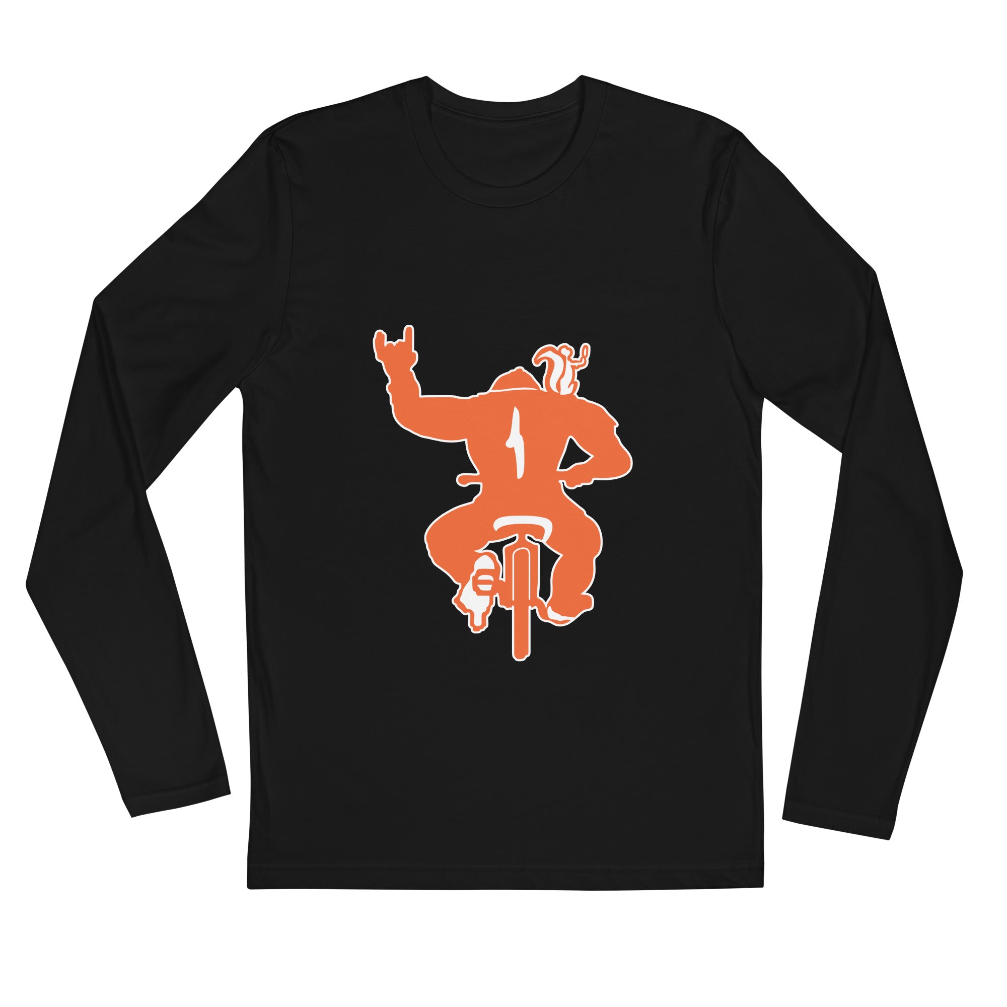 Long Sleeve Fitted Crew- BMX Monkey print