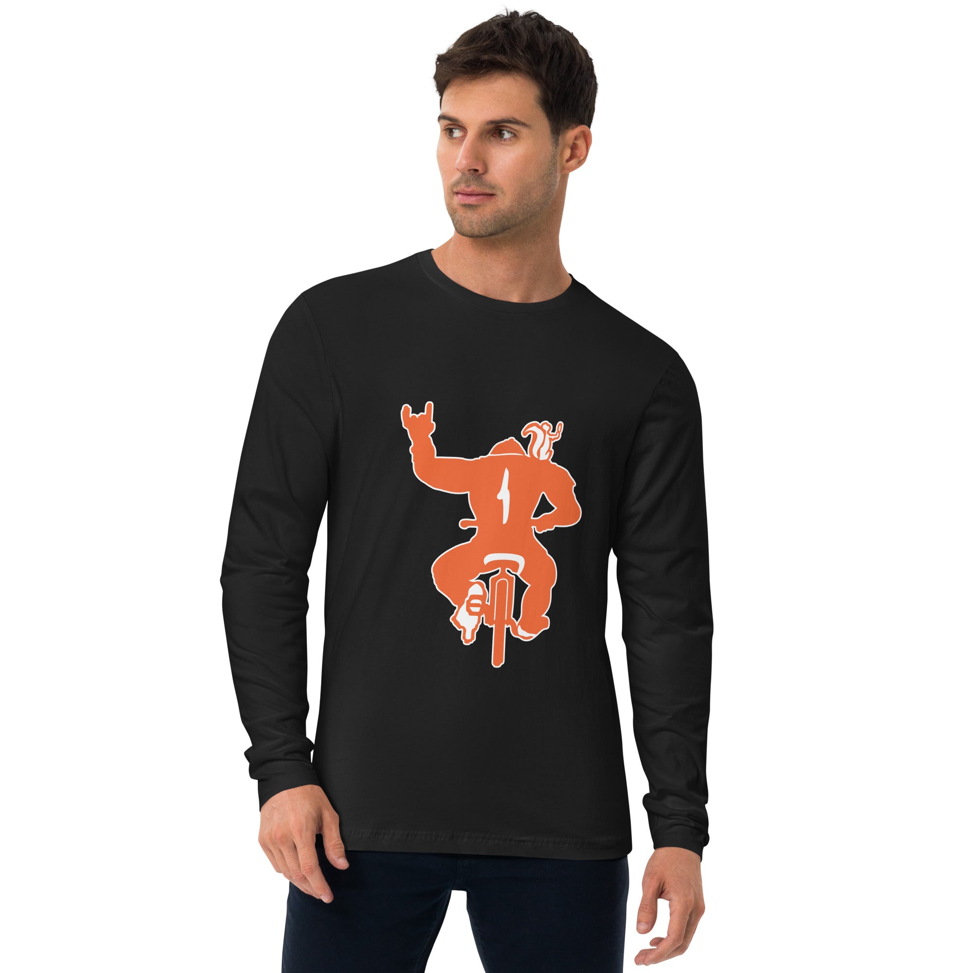 Long Sleeve Fitted Crew- BMX Monkey print