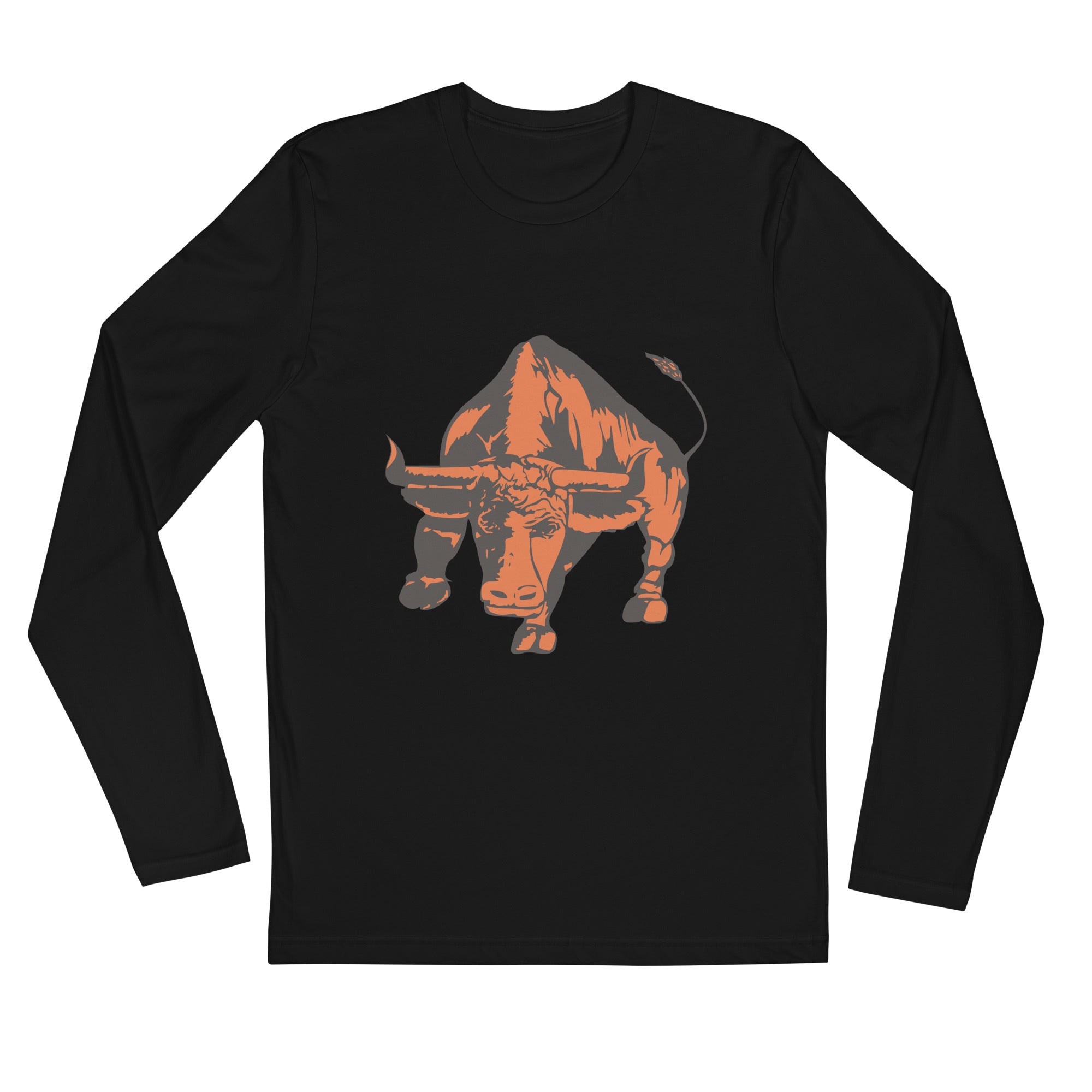 Long Sleeve Fitted Crew-  Texas Long Horn Bull