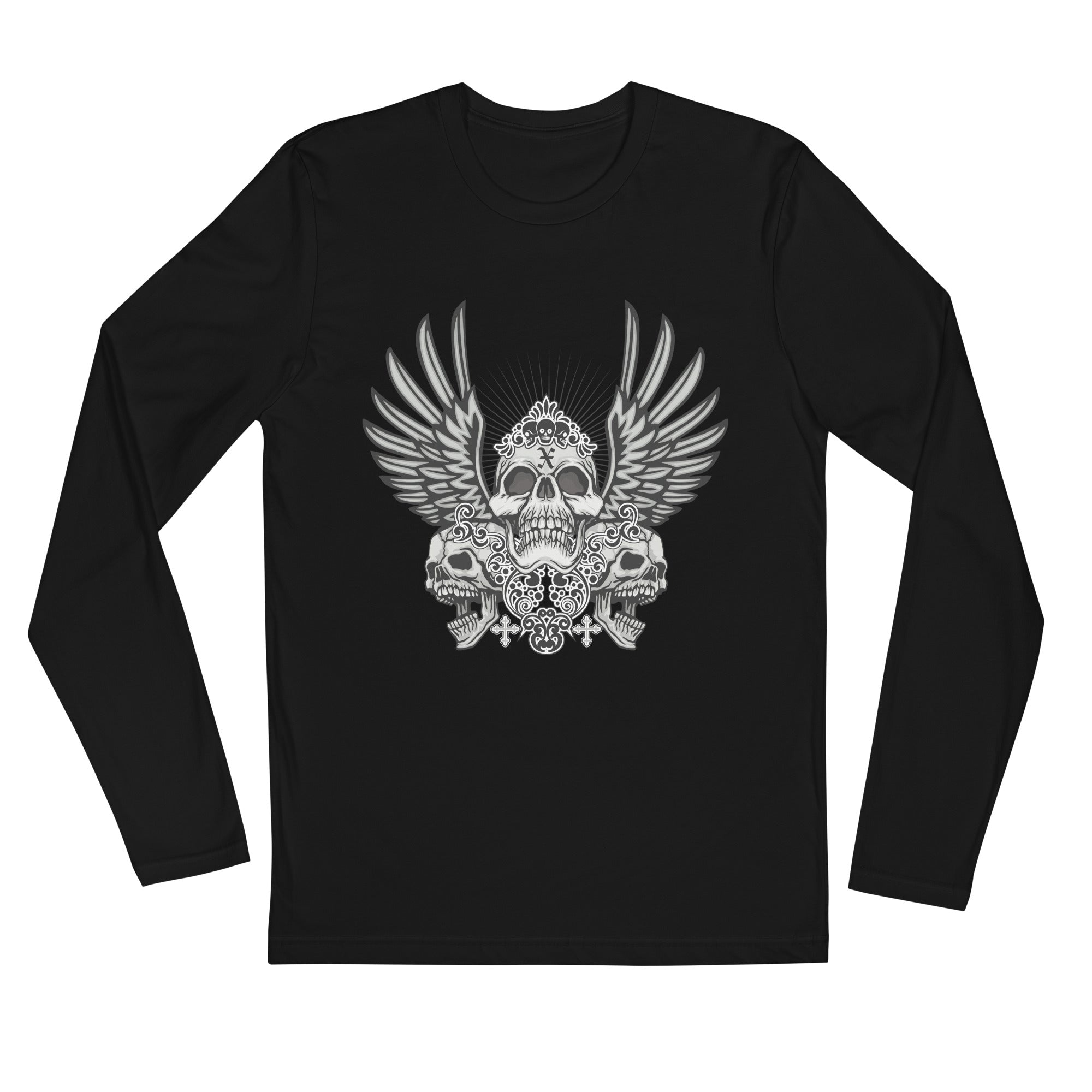 Long Sleeve Fitted Crew- Skeleton Head