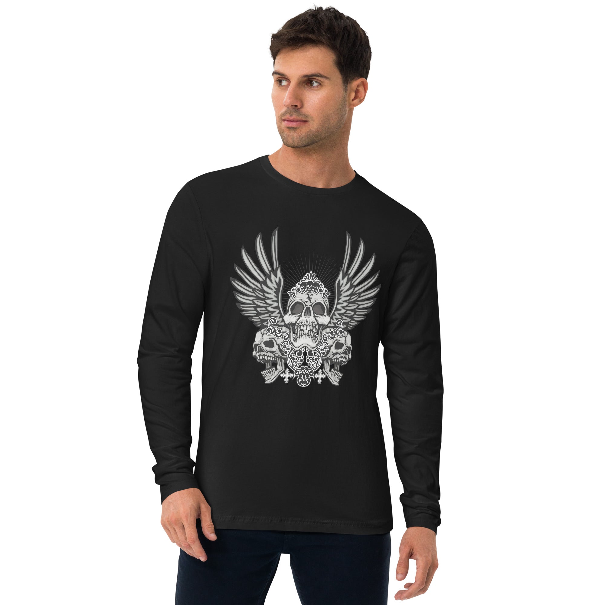 Long Sleeve Fitted Crew- Skeleton Head