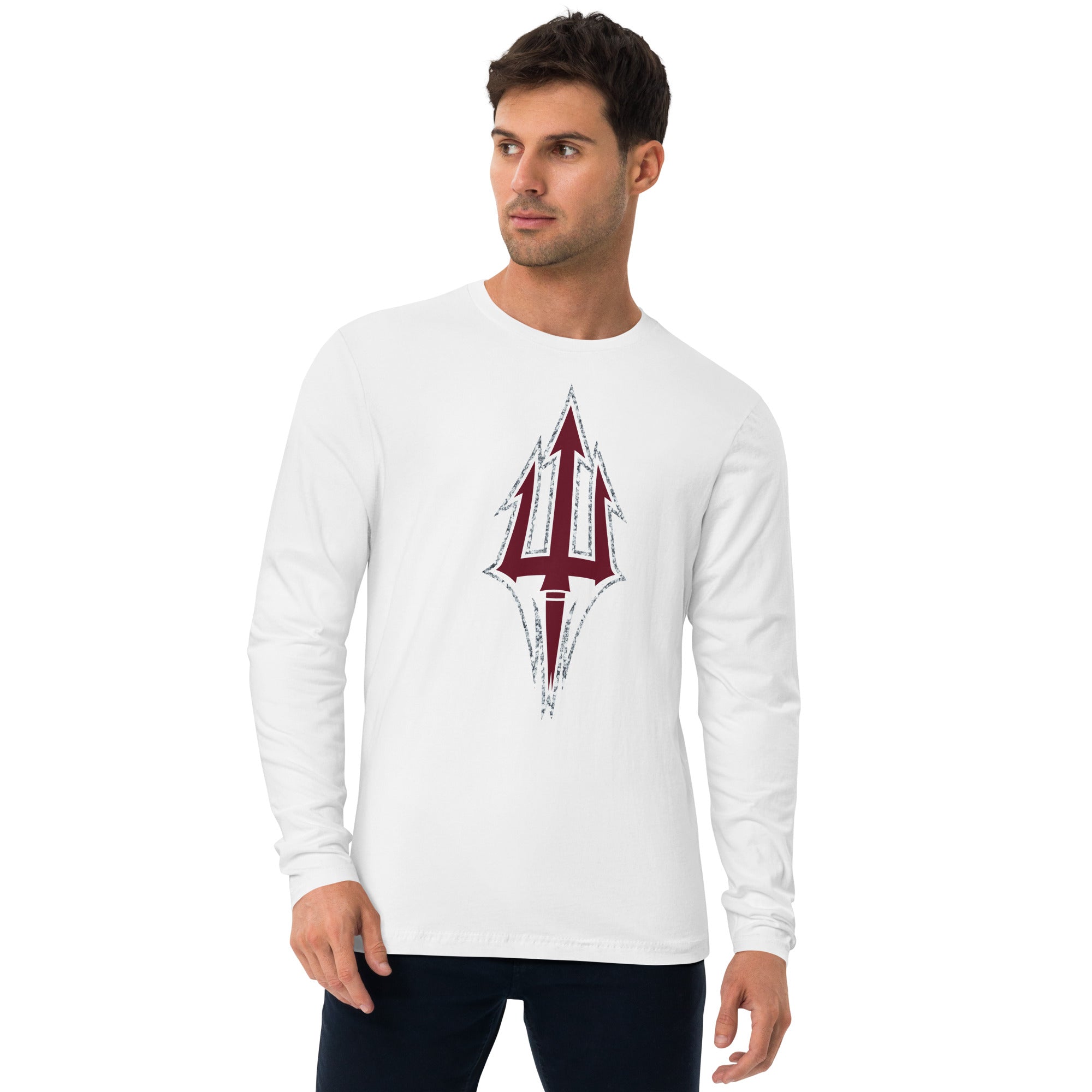 Long Sleeve Fitted Crew- Red Devil Athlethics Print