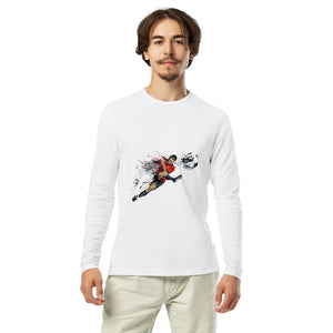 Long Sleeve Fitted Crew- Football Player