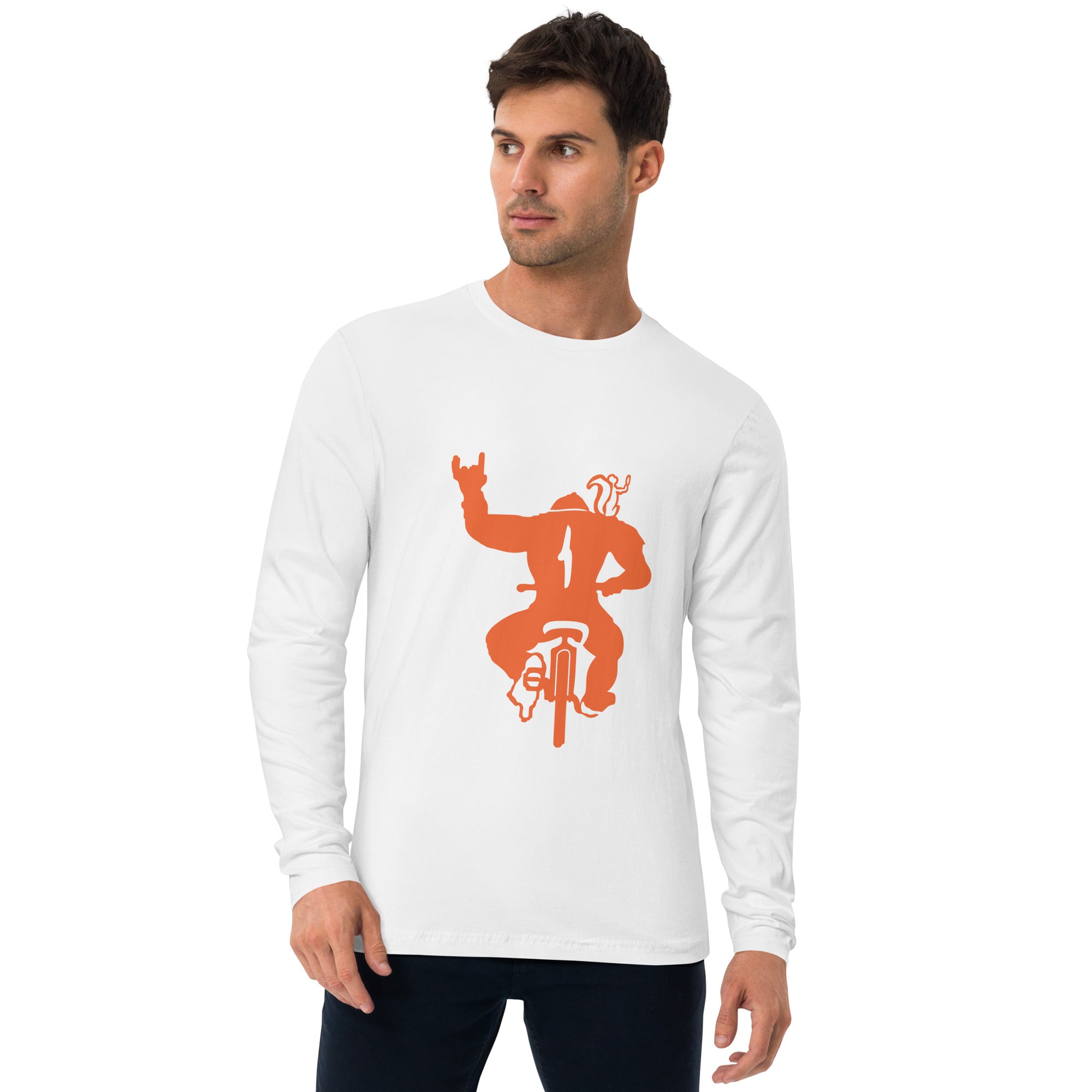 Long Sleeve Fitted Crew- BMX Monkey print