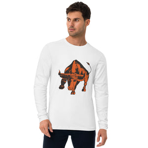 Long Sleeve Fitted Crew-  Texas Long Horn Bull