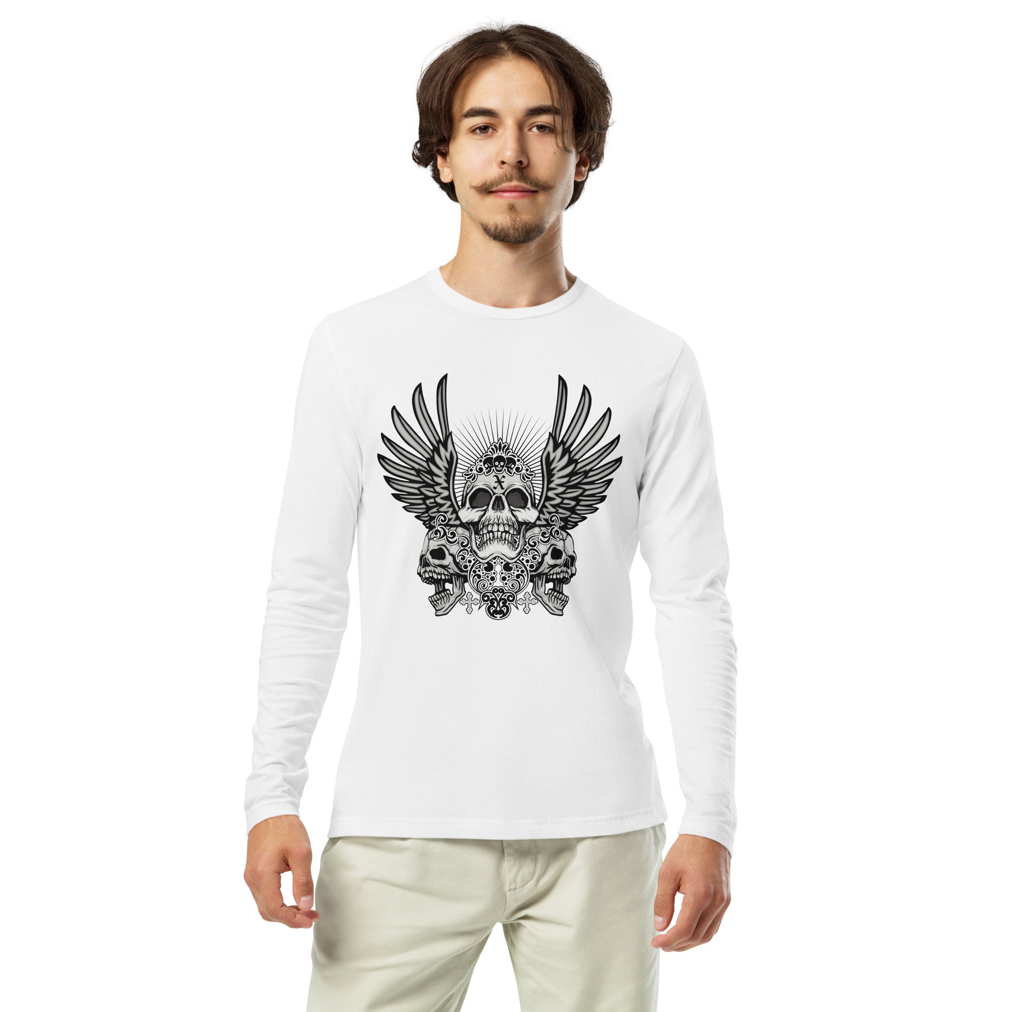 Long Sleeve Fitted Crew- Skeleton Head