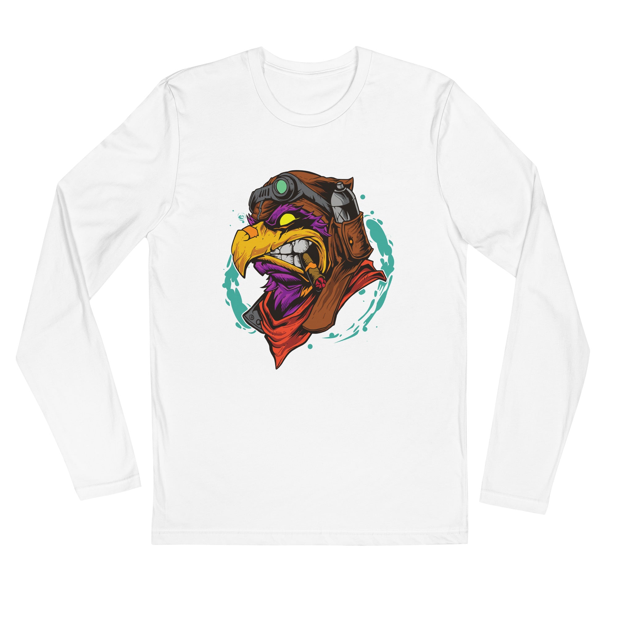 Long Sleeve Fitted Crew-  Eagle Head Print