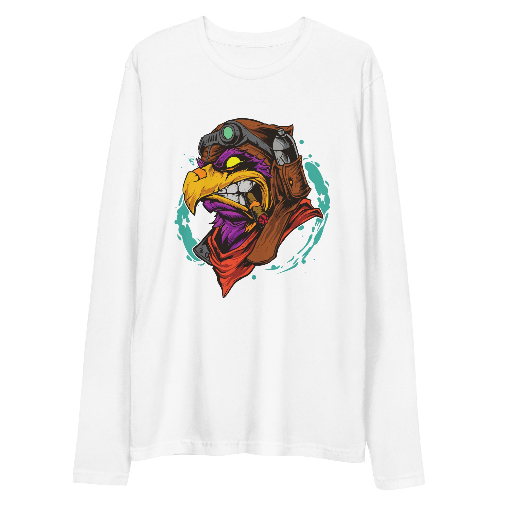 Long Sleeve Fitted Crew-  Eagle Head Print