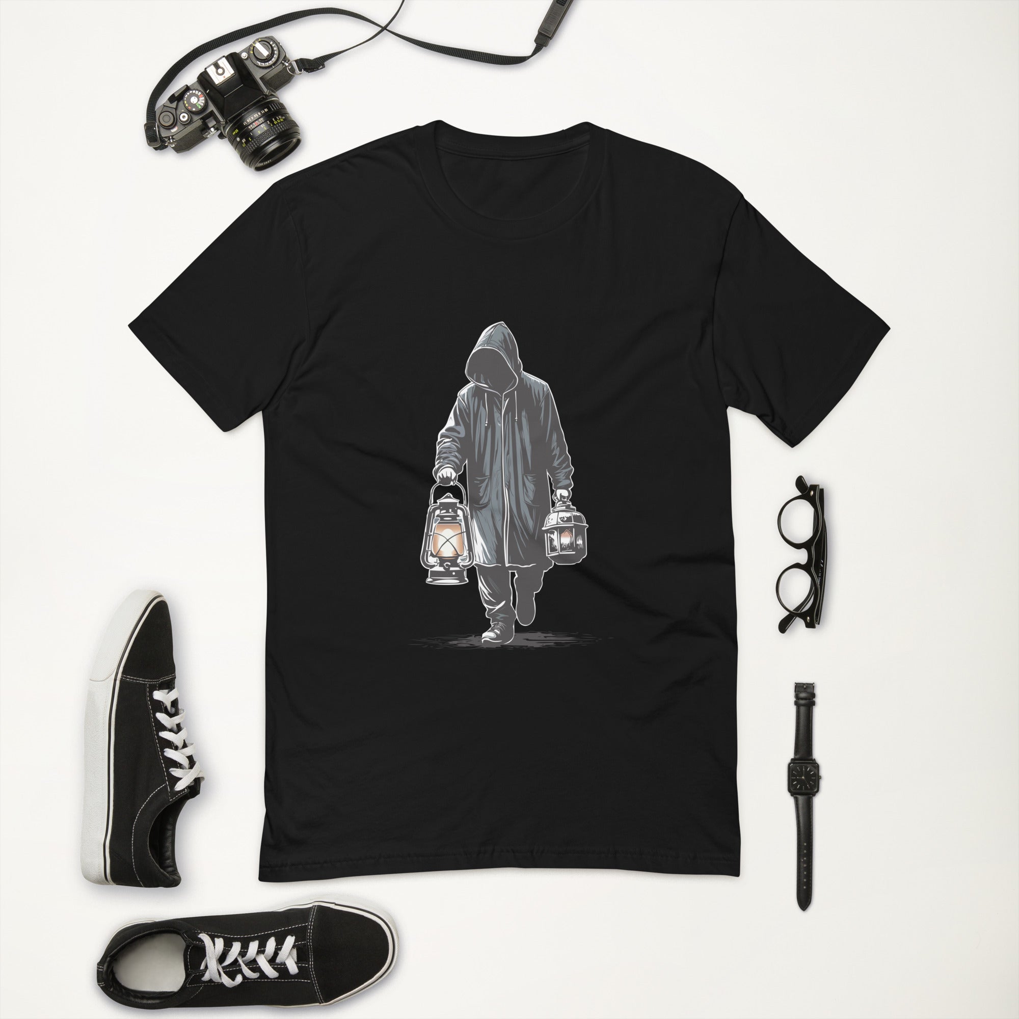 Short Sleeve T-shirt- Hooded Men Print