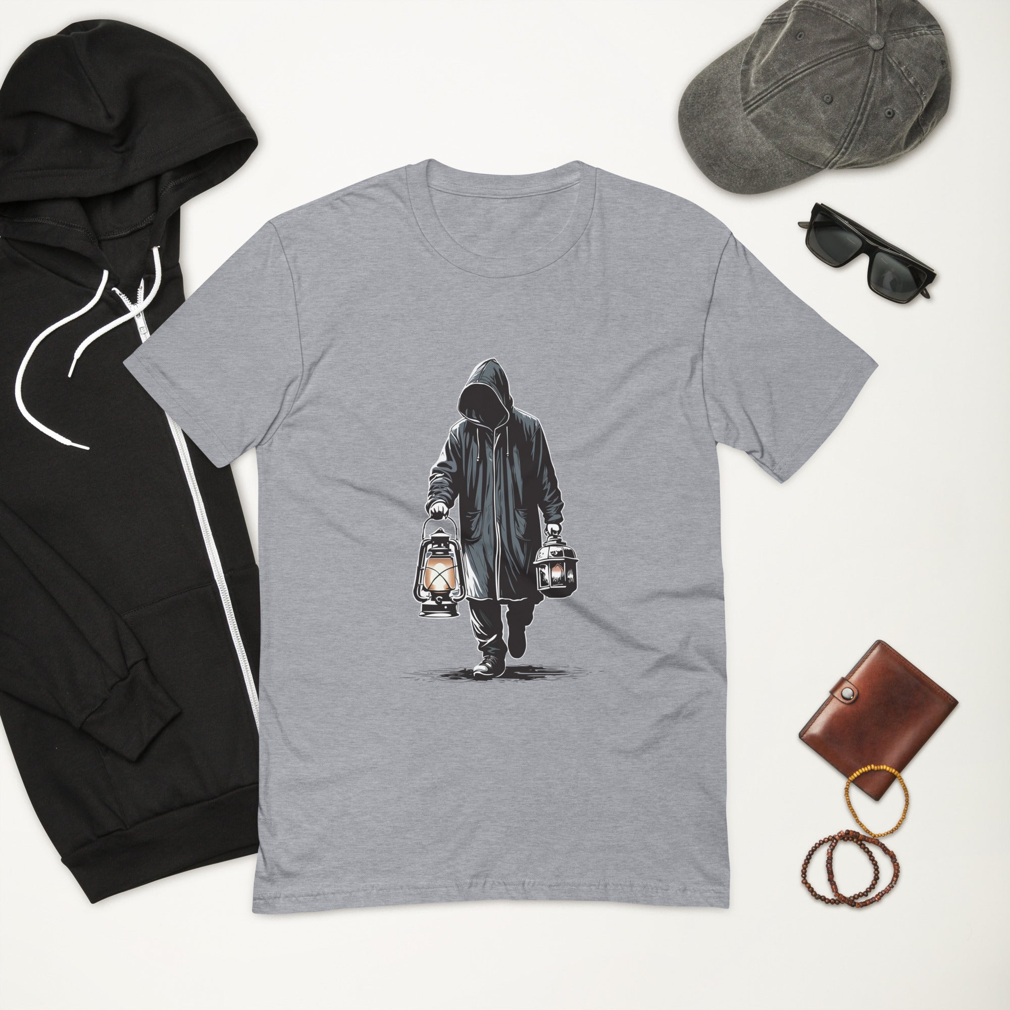 Short Sleeve T-shirt- Hooded Men Print