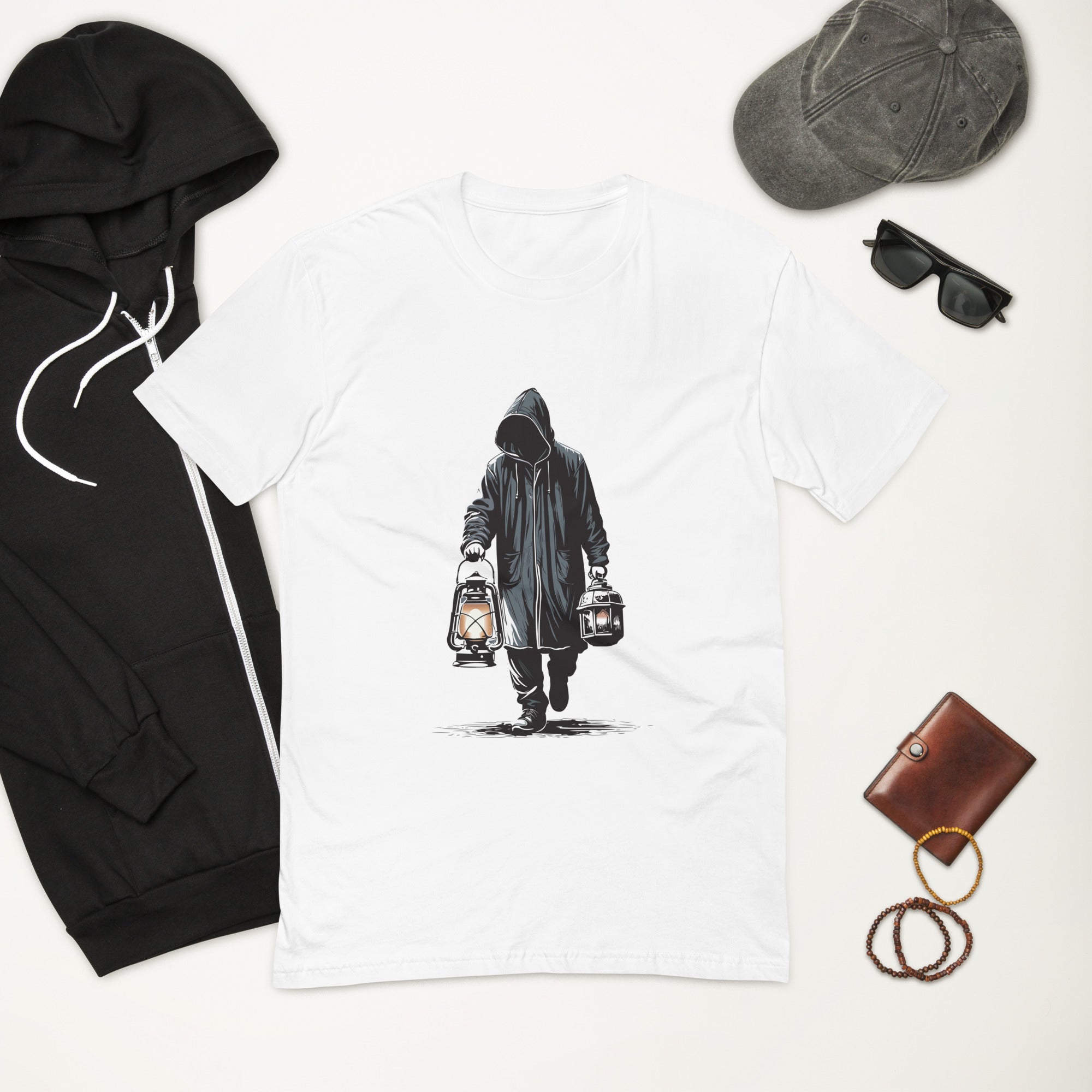 Short Sleeve T-shirt- Hooded Men Print