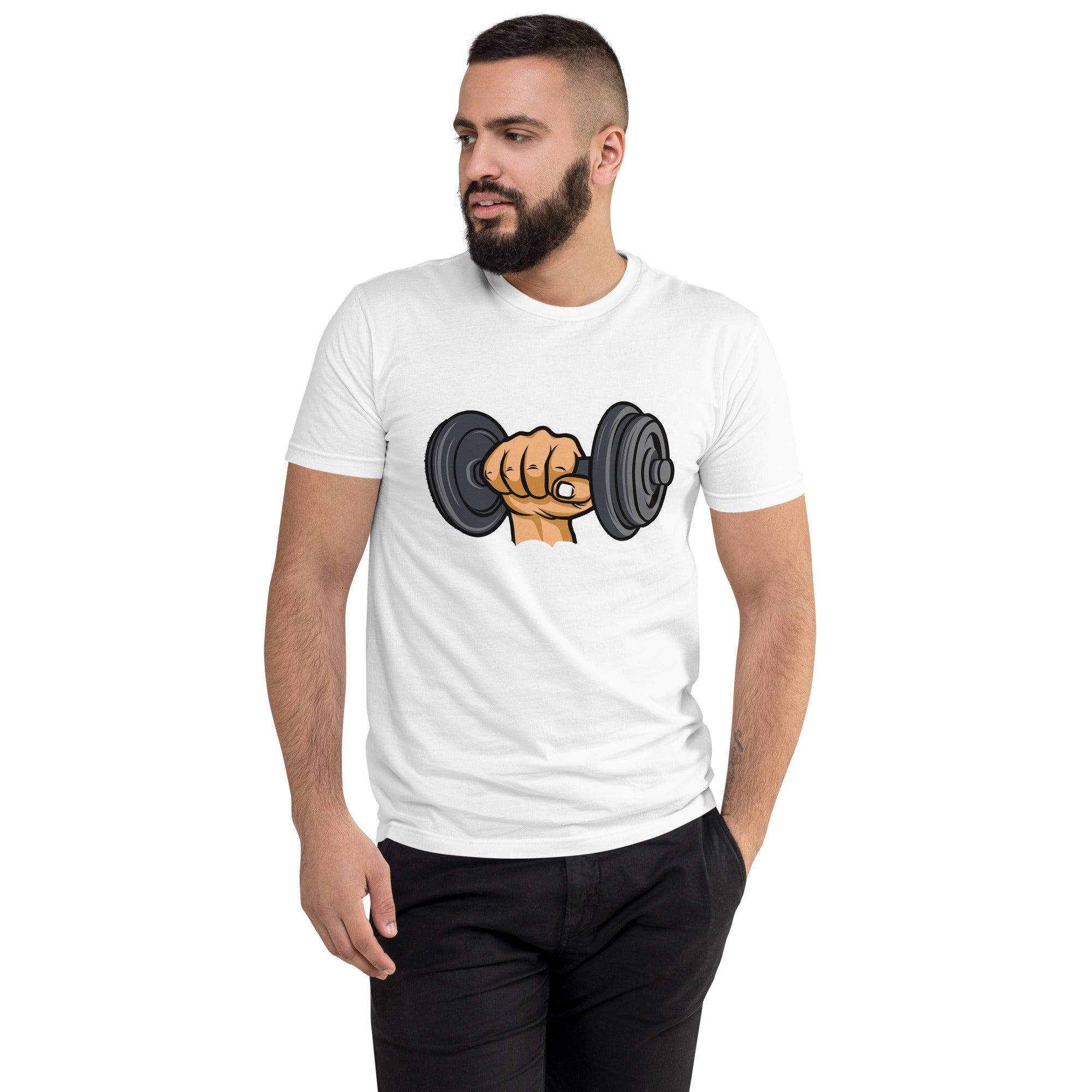 Short Sleeve T-shirt- Dumbell In Hand Print