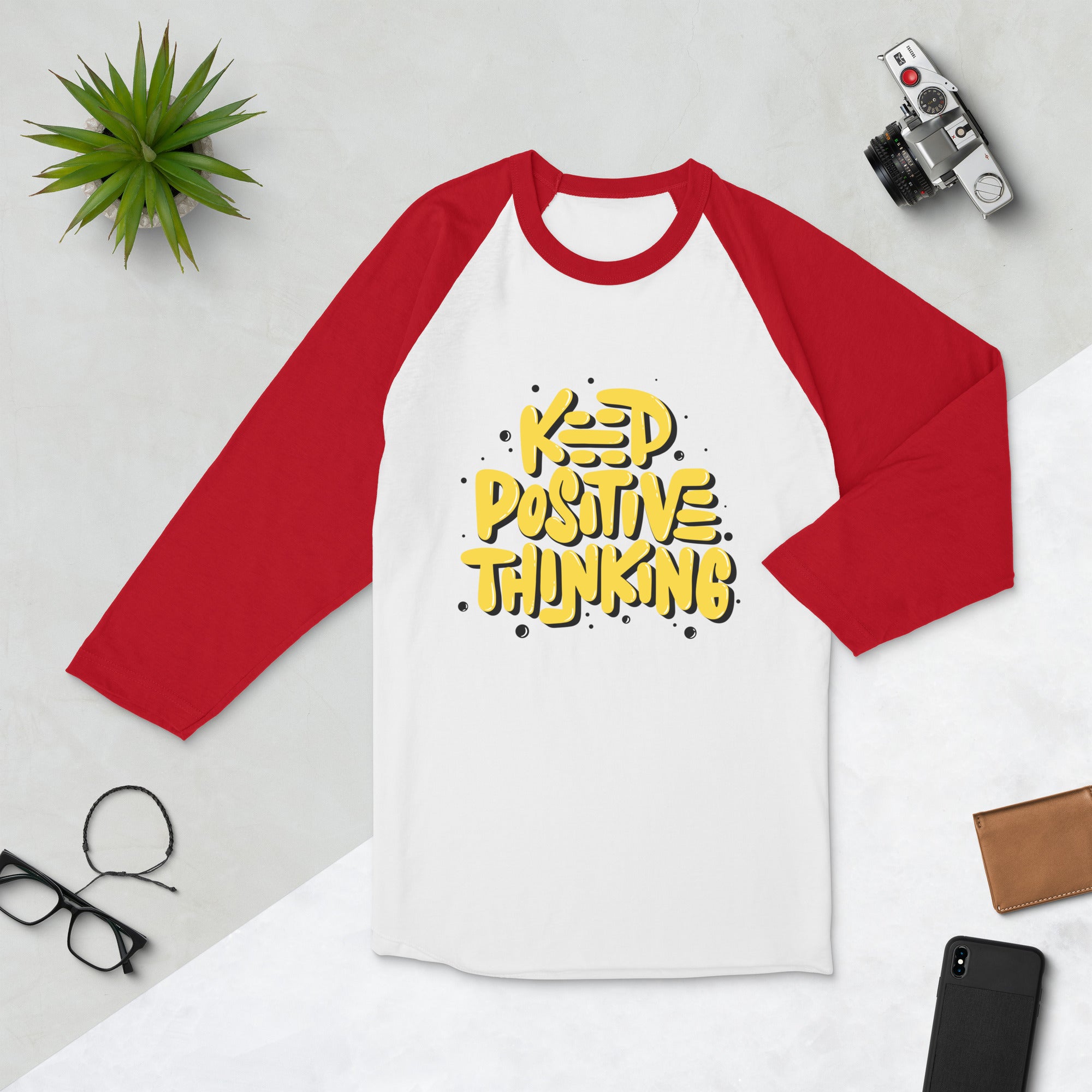 3/4 sleeve raglan shirt- Motivational Quote Print