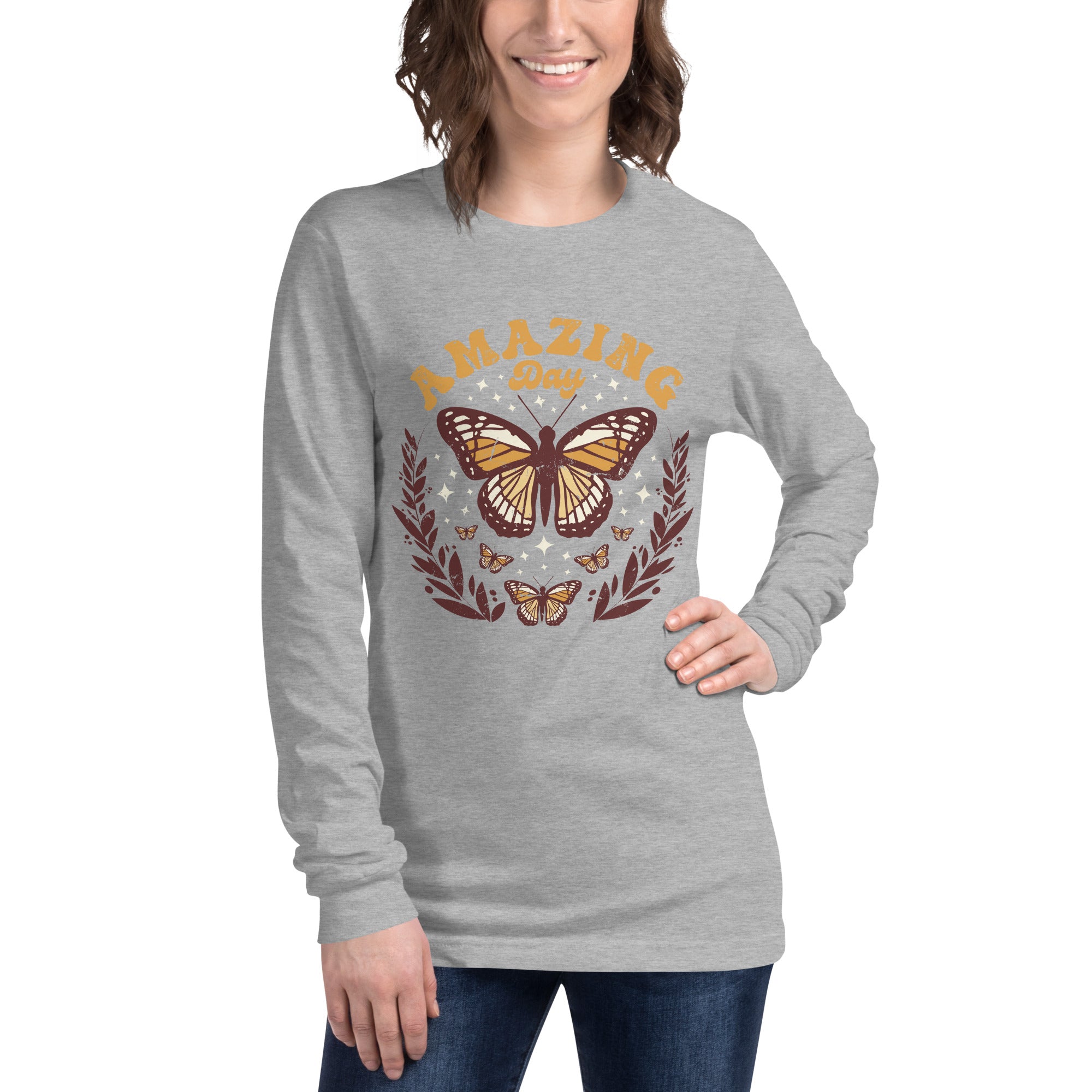 Unisex Long Sleeve Tee- Butterfly Print