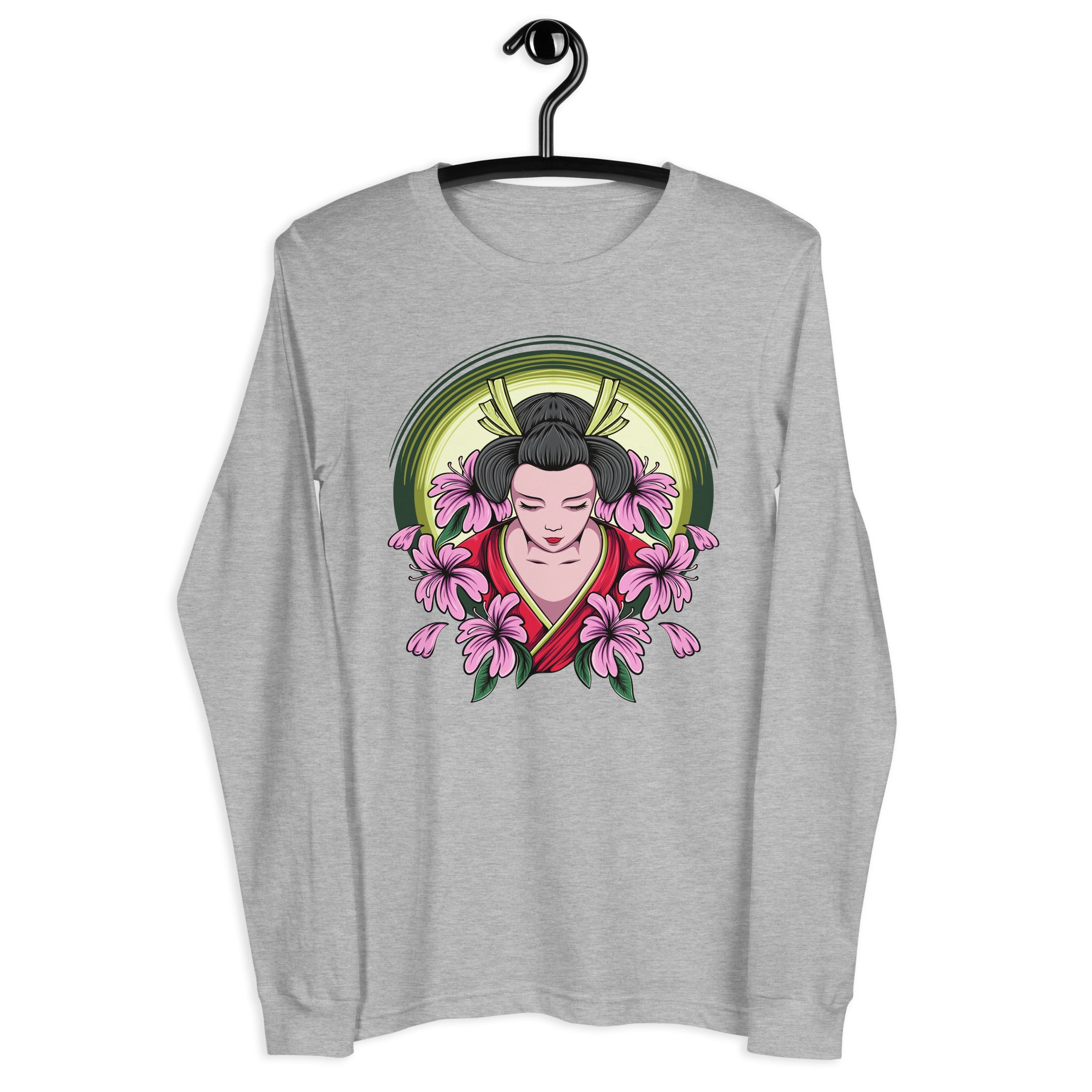 Unisex Long Sleeve Tee- Chinese Girl Cartoon Print