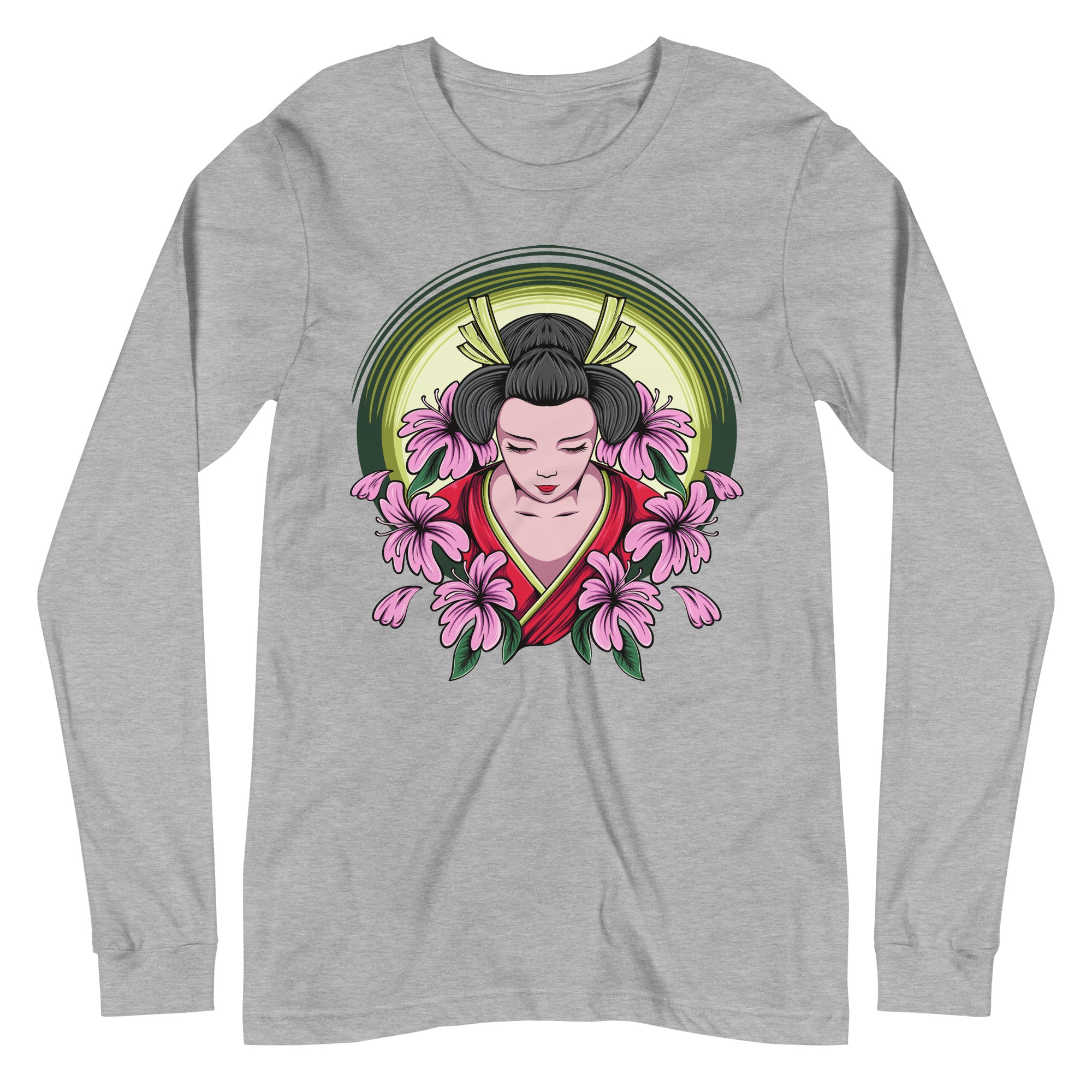 Unisex Long Sleeve Tee- Chinese Girl Cartoon Print