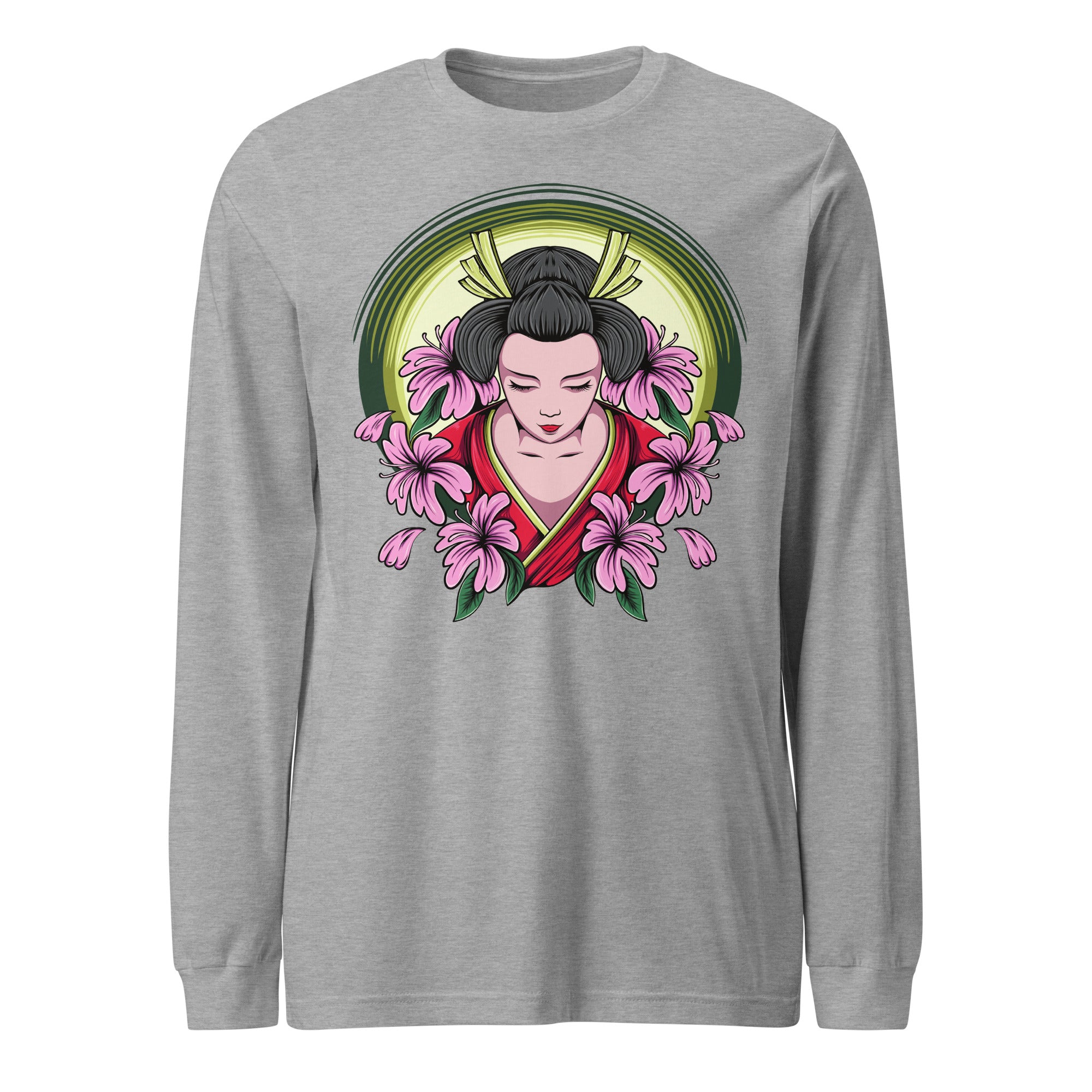 Unisex Long Sleeve Tee- Chinese Girl Cartoon Print