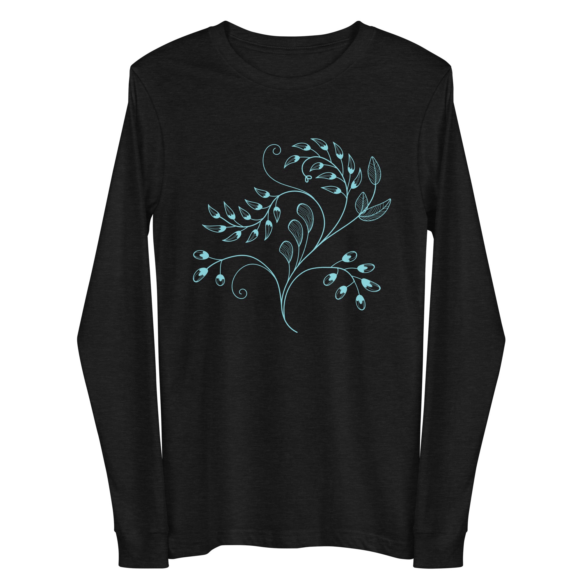 Unisex Long Sleeve Tee-  Blue Lighten Flowers Print