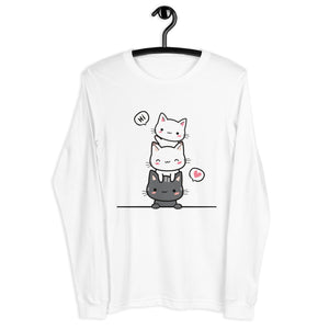 Unisex Long Sleeve Tee- Cute kitty face print