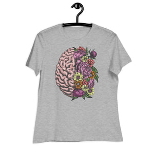 Women's Relaxed T-Shirt-  Brain Flower Print