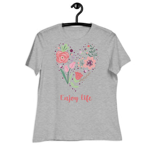 Women's Relaxed T-Shirt- Heart Of Flower Print