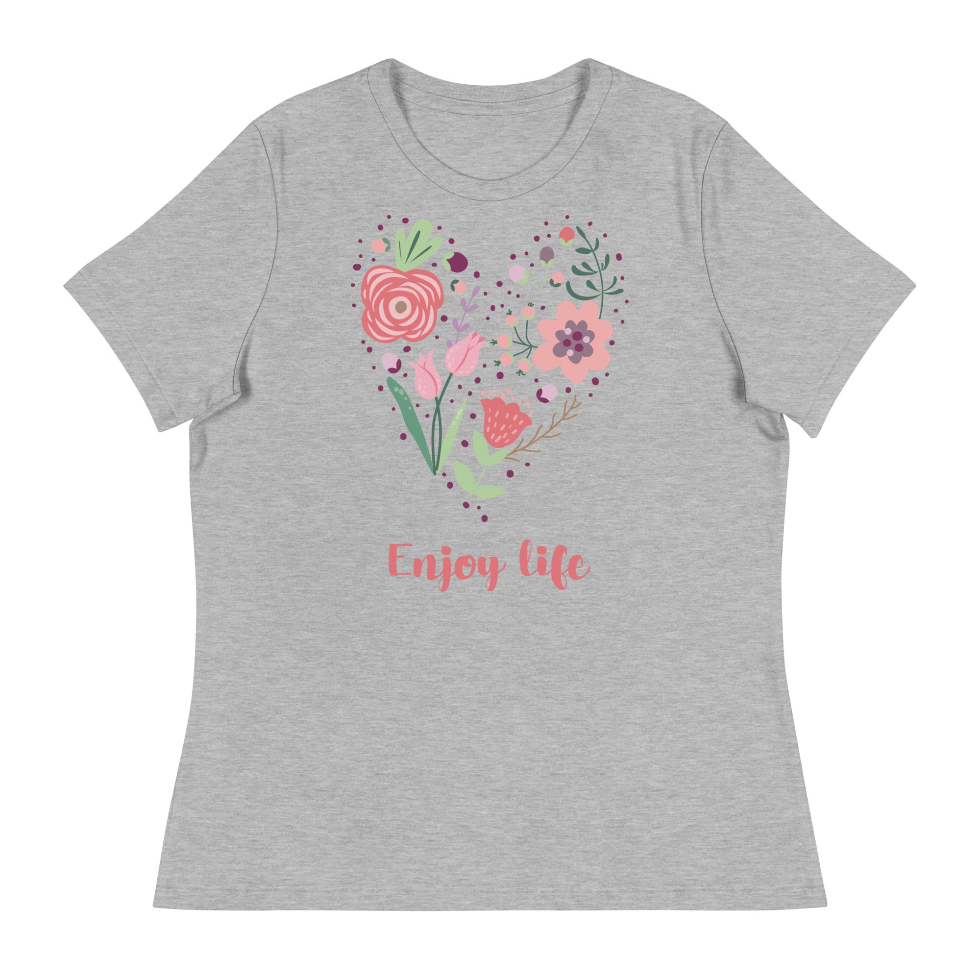 Women's Relaxed T-Shirt- Heart Of Flower Print