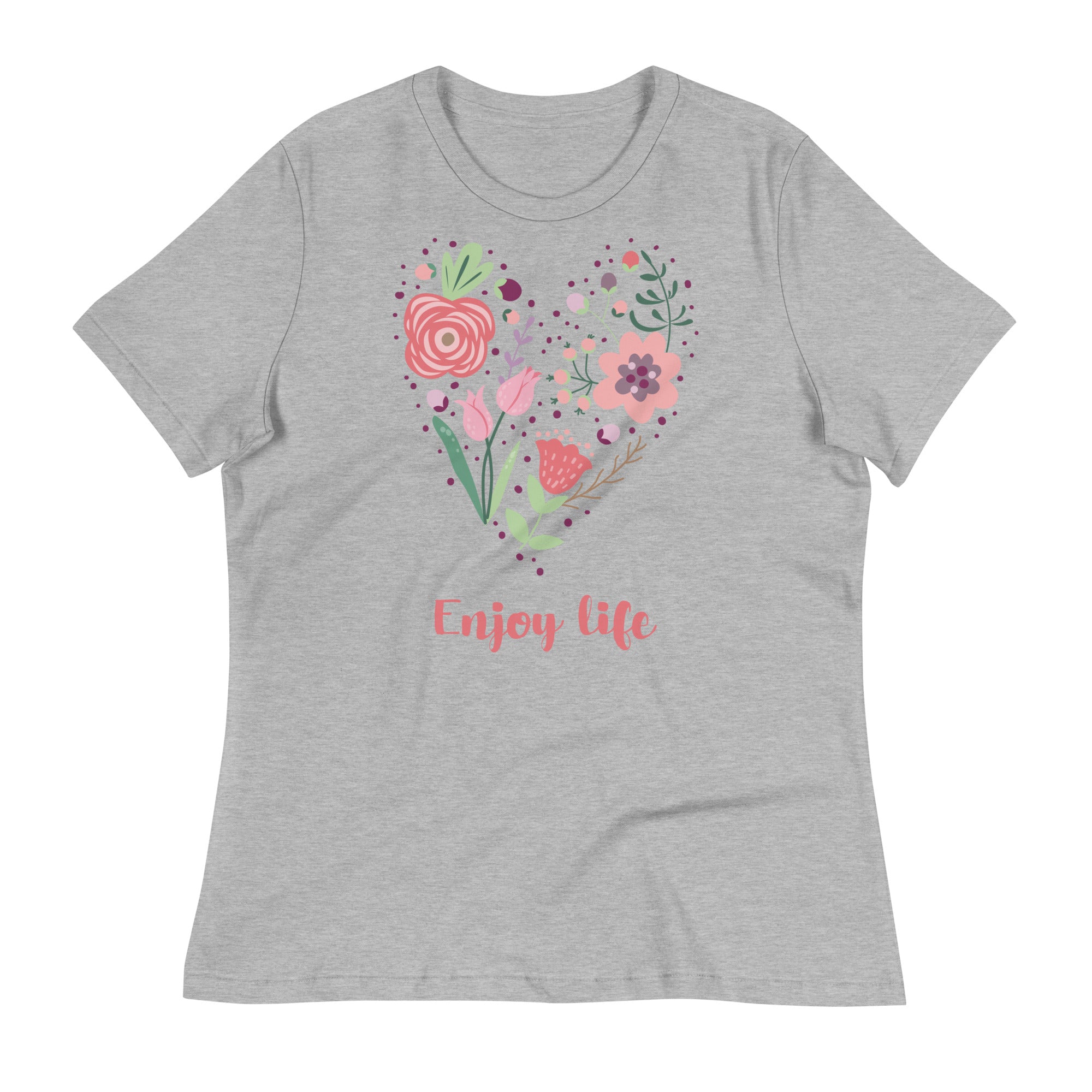 Women's Relaxed T-Shirt- Heart Of Flower Print