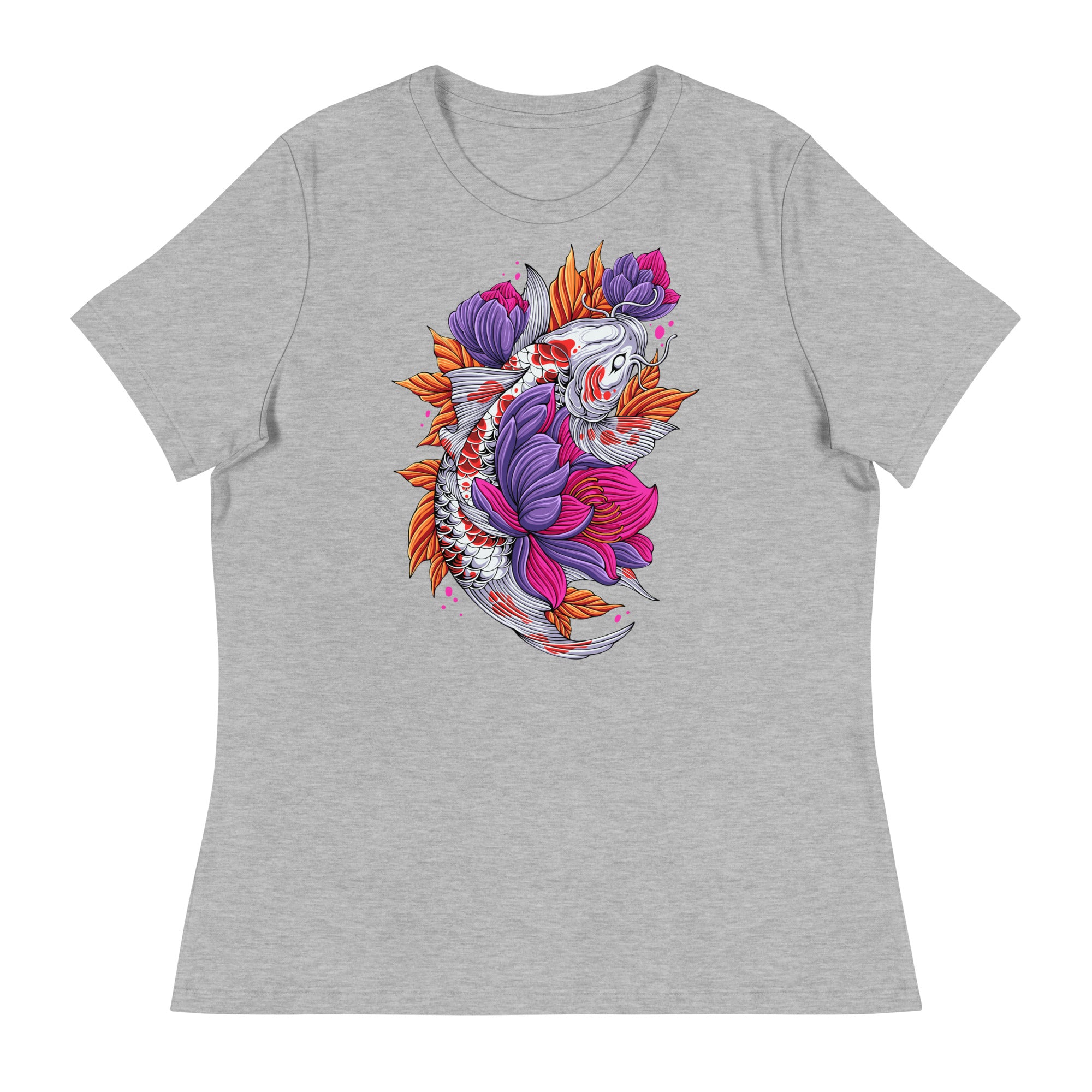 Women's Relaxed T-Shirt- Florish Fish Print