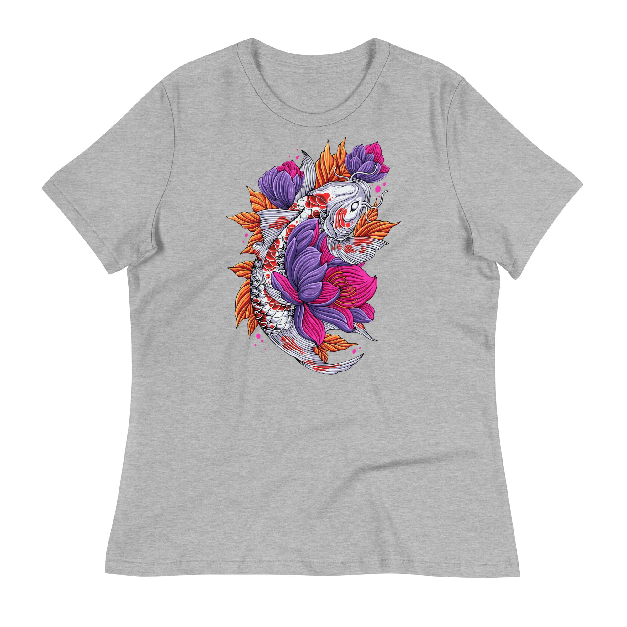 Women's Relaxed T-Shirt- Florish Fish Print