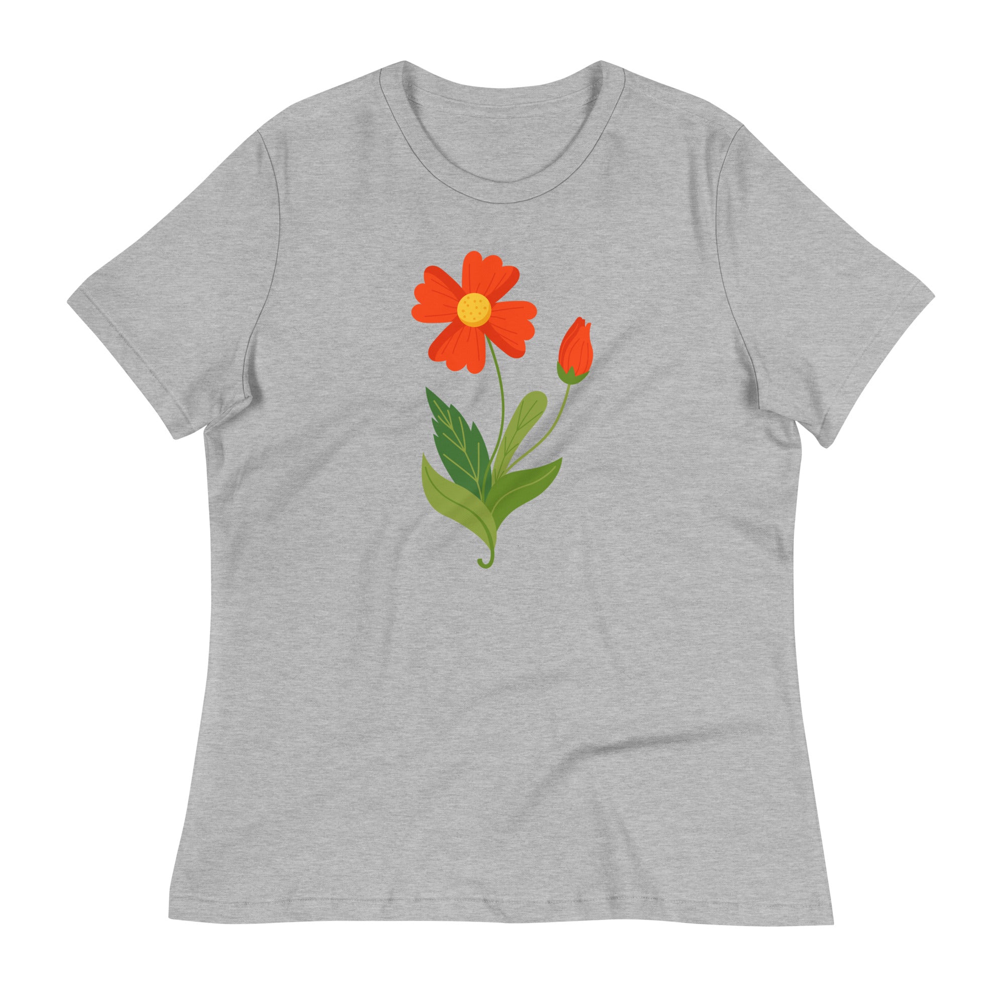 Women's Relaxed T-Shirt- Flower Print