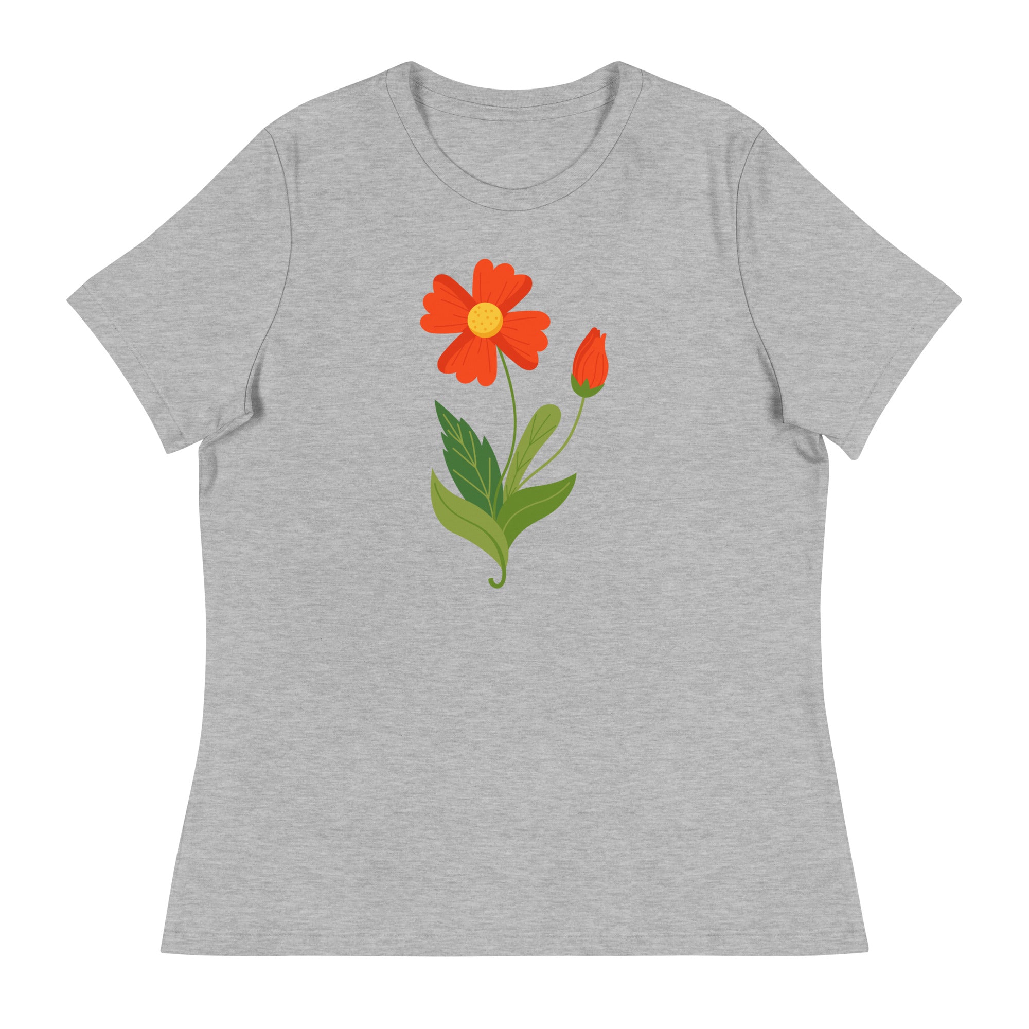 Women's Relaxed T-Shirt- Flower Print