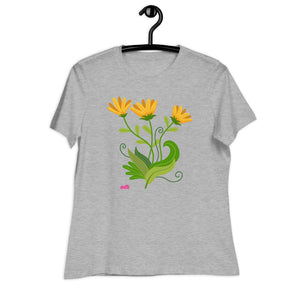 Women's Relaxed T-Shirt- Flower Print