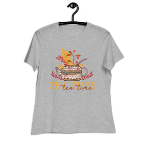 Women's Relaxed T-Shirt- Cup of tea Print