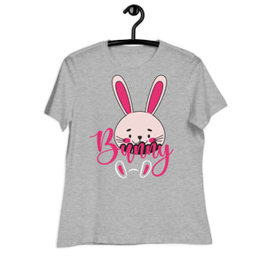 Women's Relaxed T-Shirt- Cute Bunny Print