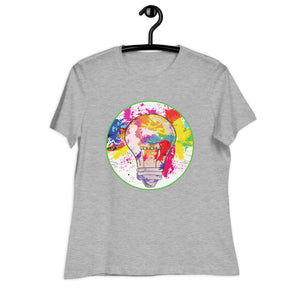 Women's Relaxed T-Shirt- Colourfull Light Bulb