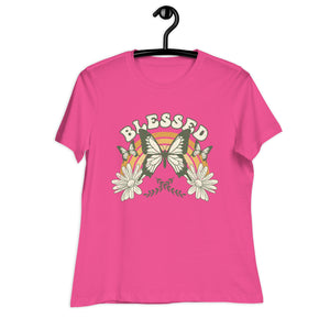 Women's Relaxed T-Shirt- Butterfly Print