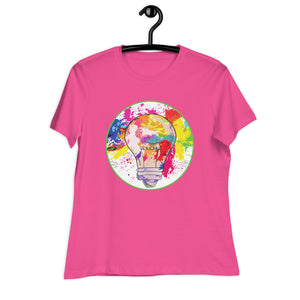 Women's Relaxed T-Shirt- Colourfull Light Bulb