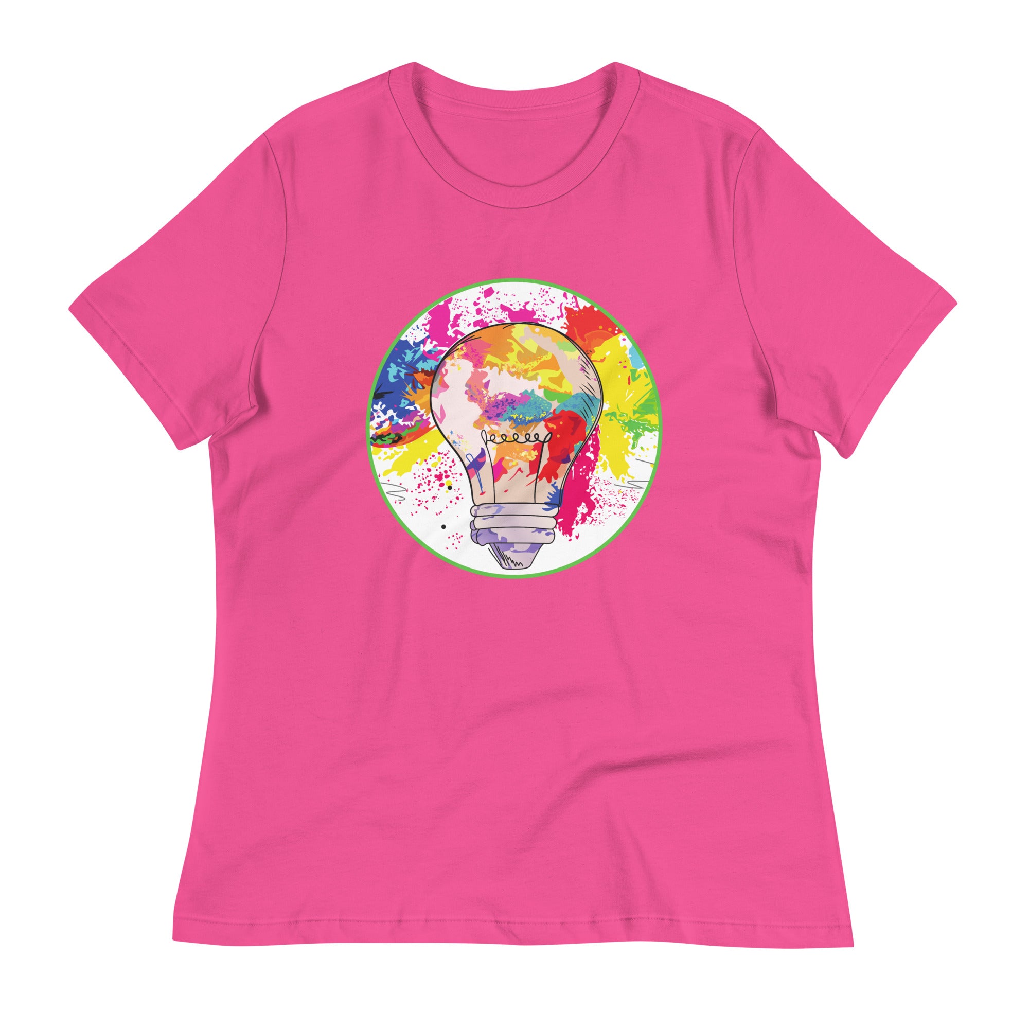 Women's Relaxed T-Shirt- Colourfull Light Bulb