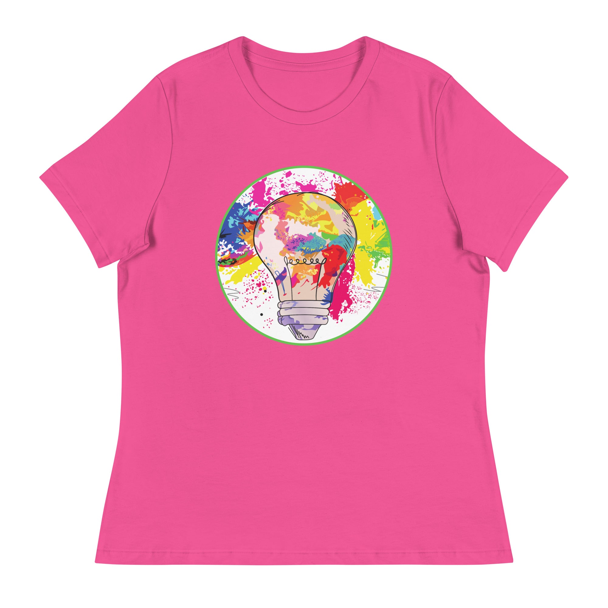 Women's Relaxed T-Shirt- Colourfull Light Bulb