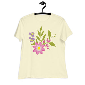 Women's Relaxed T-Shirt- Flower Print