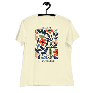 Women's Relaxed T-Shirt- Flowers print